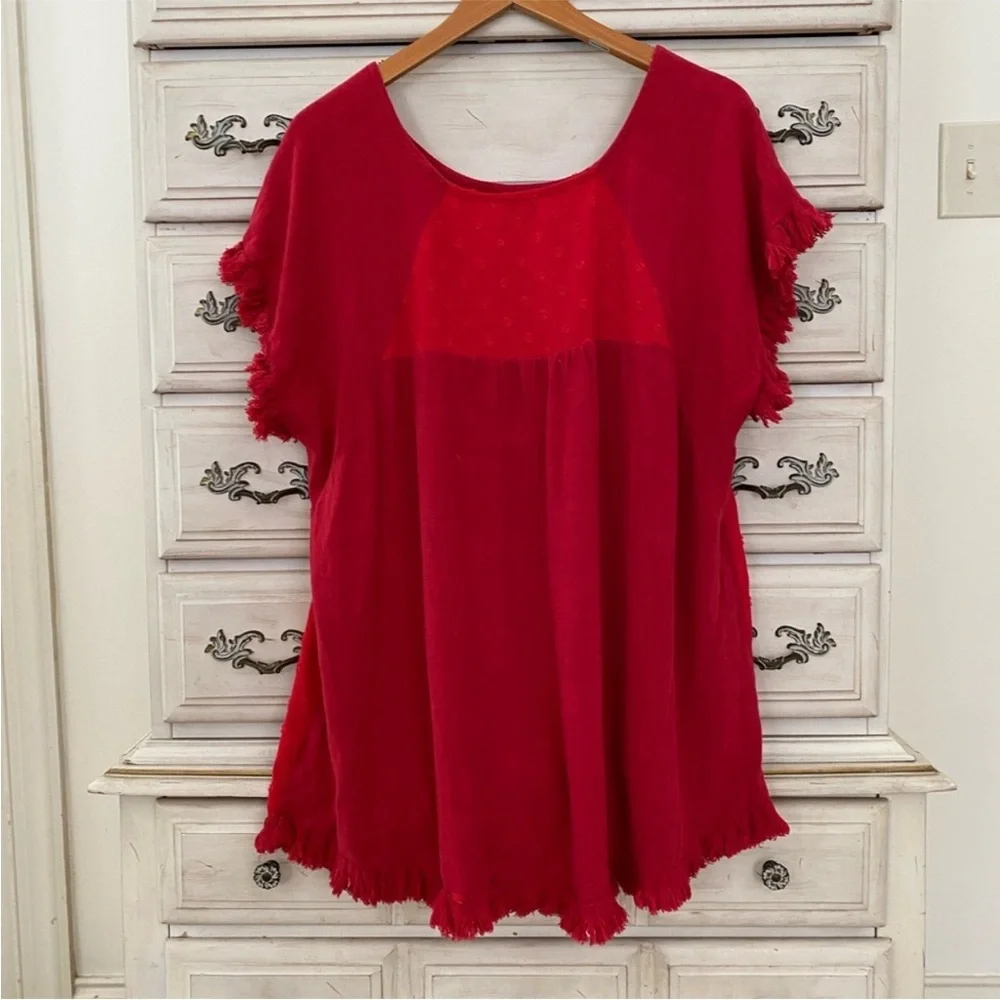 Umgee Red Linen Top - Picture 2 of 4